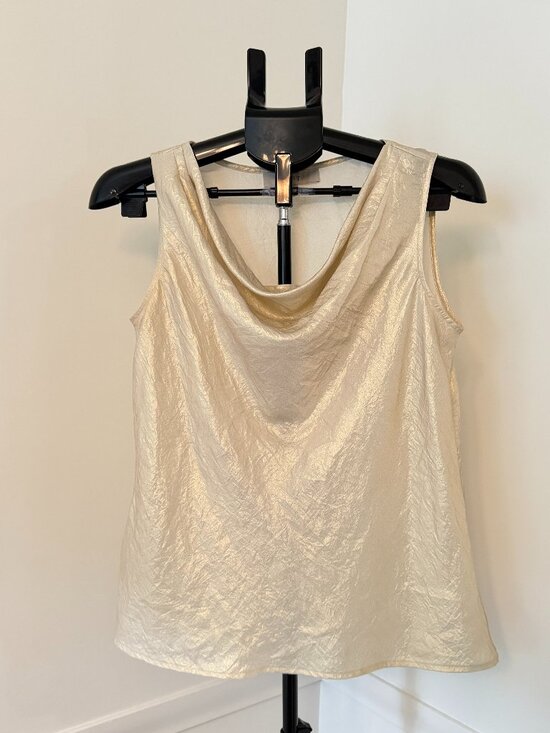 LOFT Tops - Loft Champagne Crushed Shimmer Sleeveless Top Size S